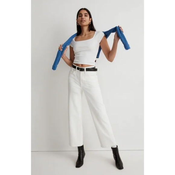 Madewell | The Perfect Vintage Wide-Leg Crop Jean In Tile White Size 28 Nd538 - Picture 1 of 16